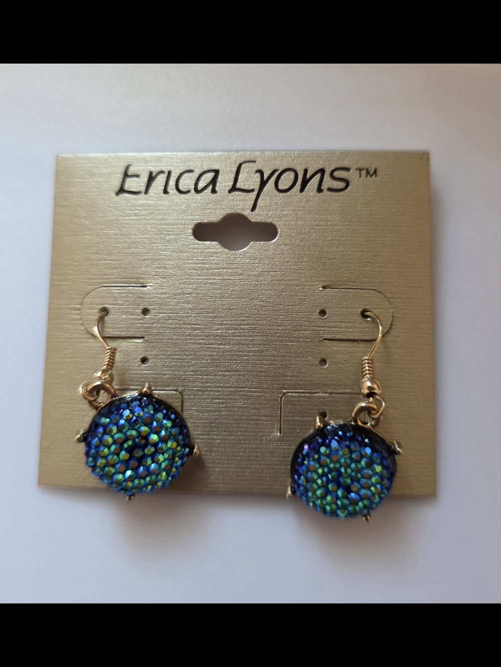 Erica Lyons Blue-Green Round Dangle Earrings